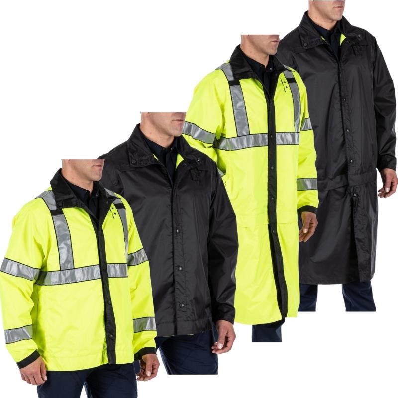 5.11 Tactical Multi-Length Short/Long Reversible Hi-Vis Raincoat 48125 - Clothing & Accessories